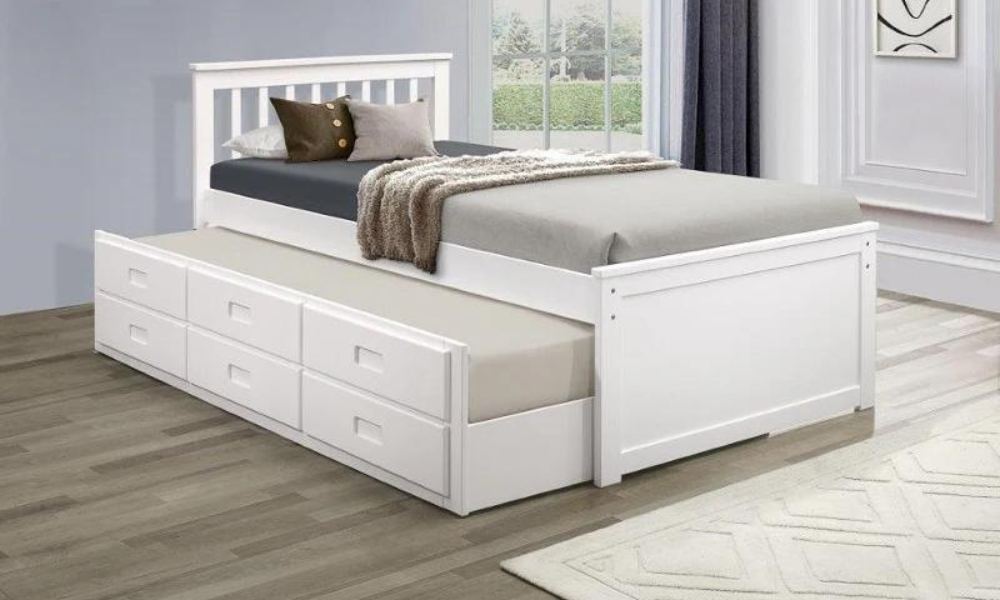Letto a piattaforma con rotelle - Bianco