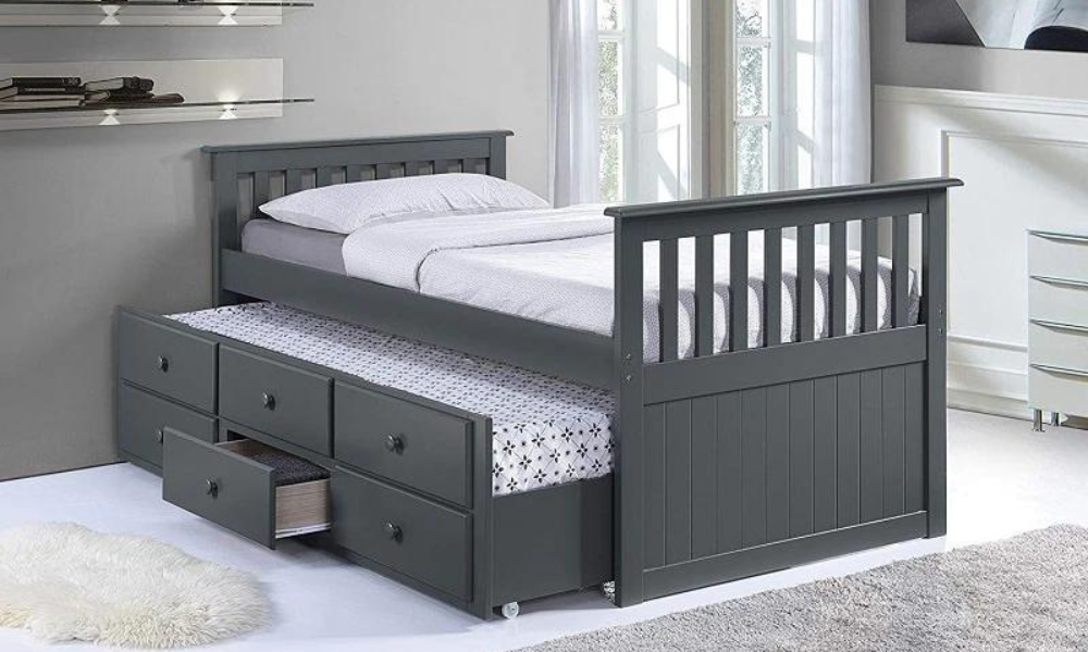 Letto a rotelle con cassetti - Grigio