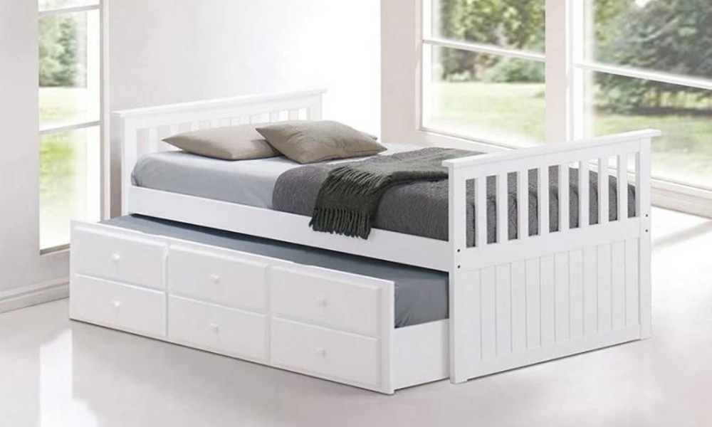 Letto a rotelle con cassetti - Bianco