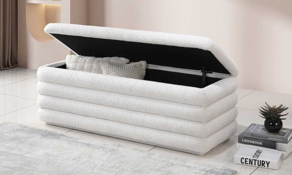 Divano letto in tessuto con pannello trapuntato e letto estraibile singolo - Bianco