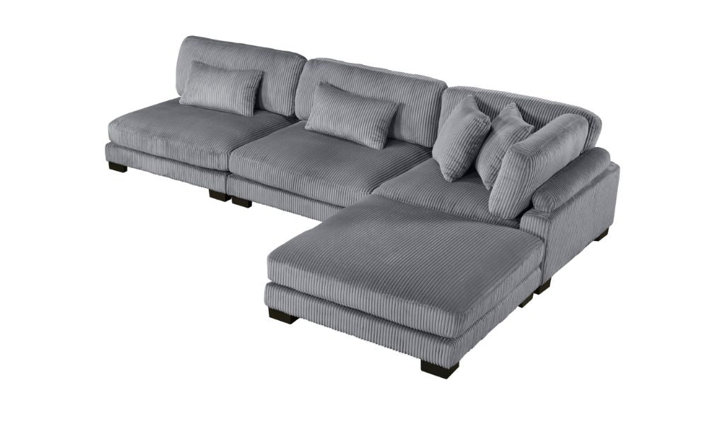 Divano componibile modulare a 4 pezzi con pouf
