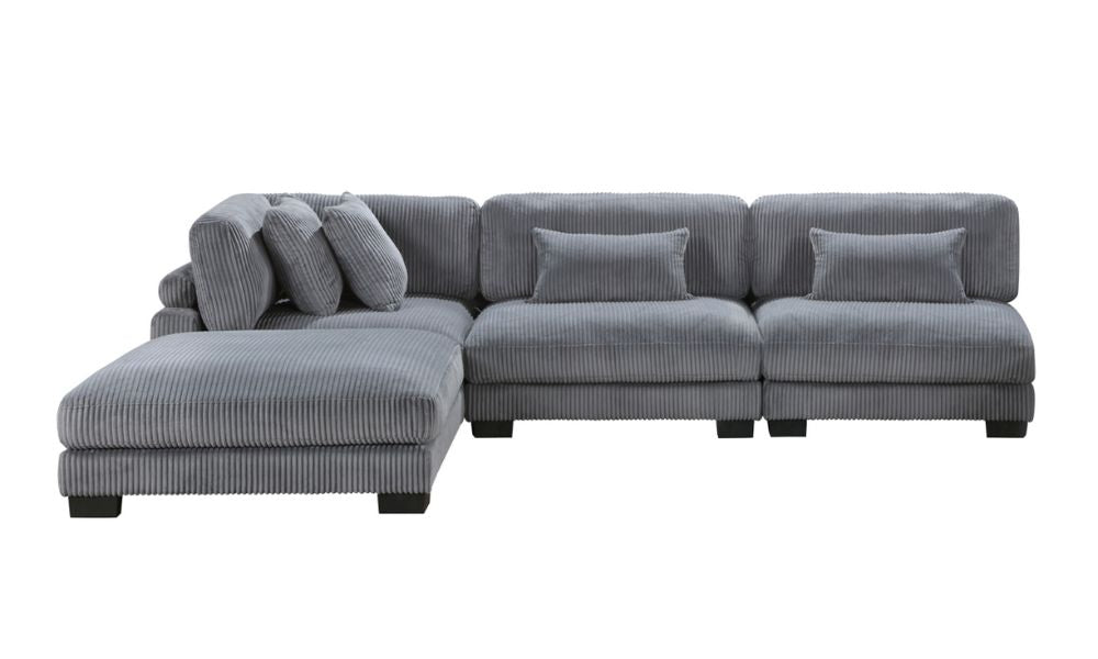 Divano componibile modulare a 4 pezzi con pouf