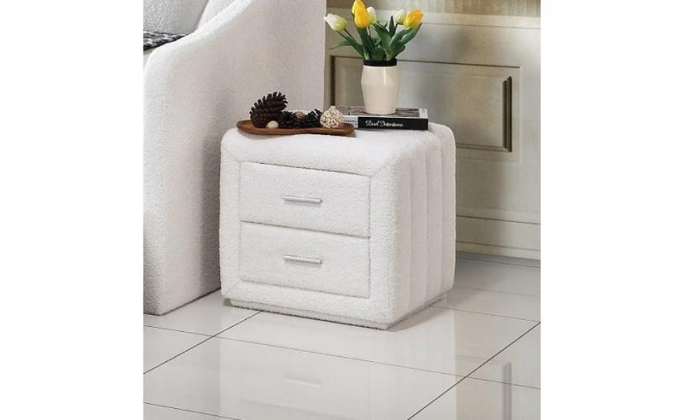 Divano letto in tessuto con pannello trapuntato e letto estraibile singolo - Bianco