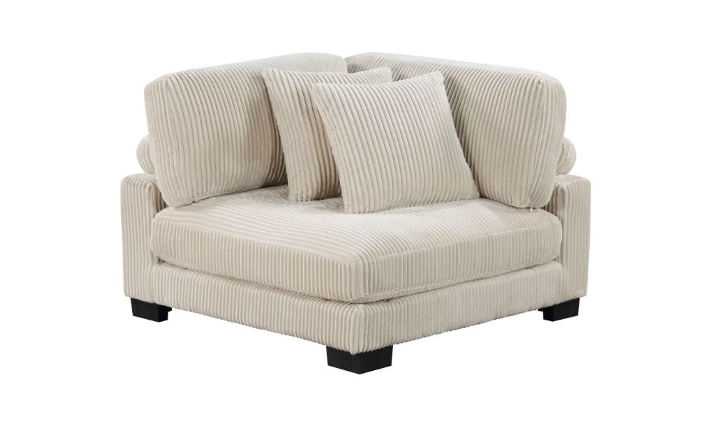 Canapé d'angle modulable 6 pièces avec pouf - Beige