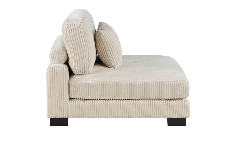 Canapé d'angle modulable 6 pièces avec pouf - Beige