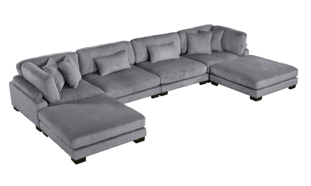 Divano componibile modulare da 6 pezzi con pouf