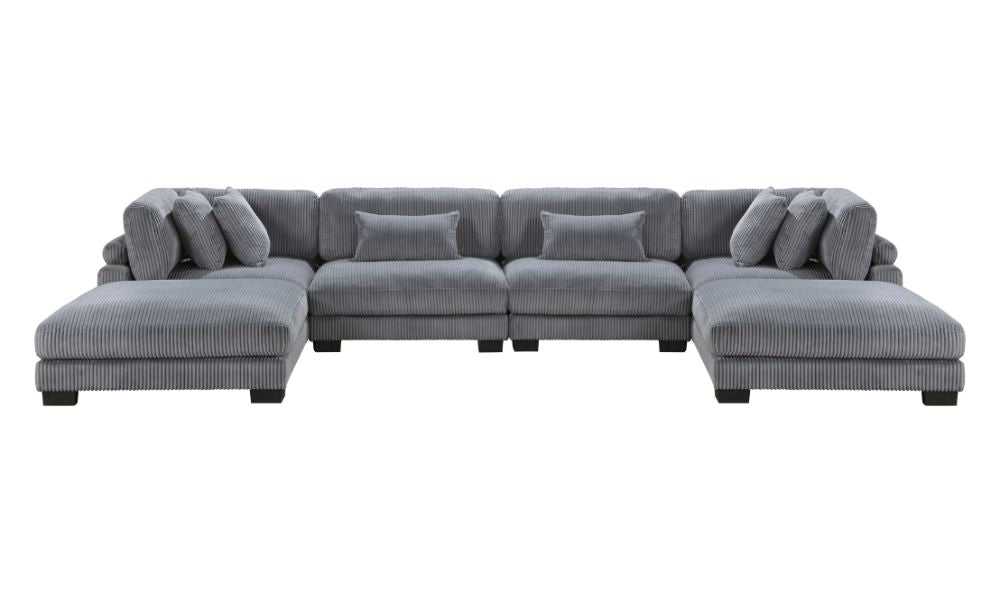Divano componibile modulare da 6 pezzi con pouf