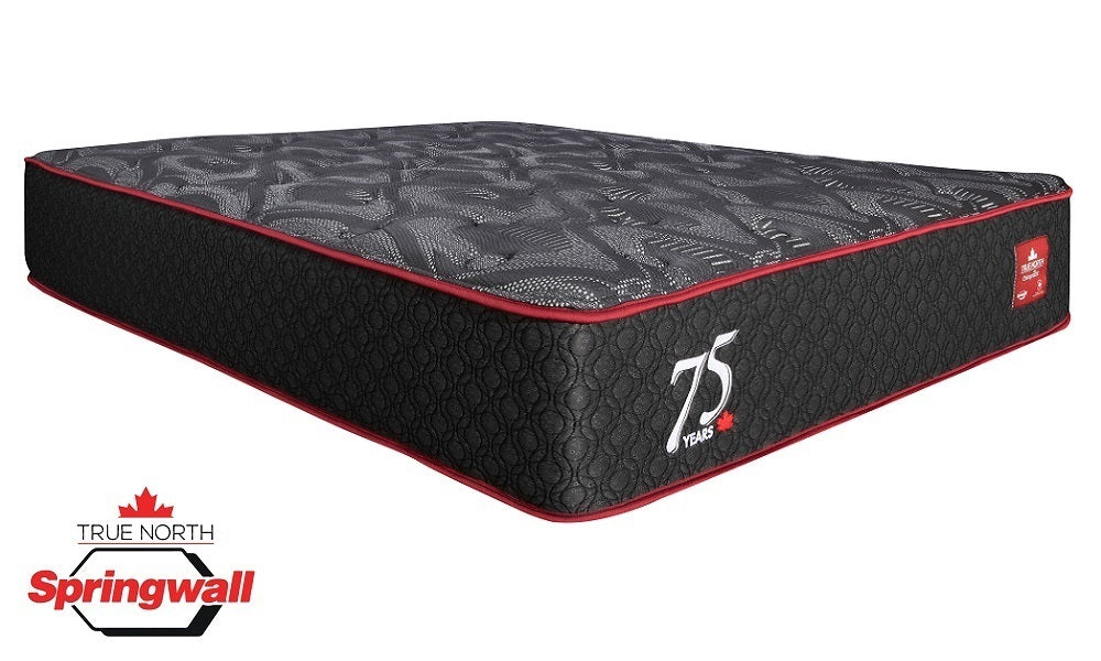 Materasso Springwall® True North Chiropractic® 75° anniversario, con parte superiore aderente e due lati
