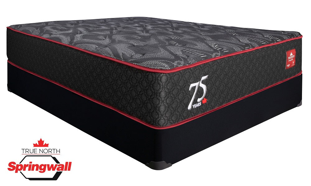 Materasso Springwall® True North Chiropractic® 75° anniversario, con parte superiore aderente e due lati