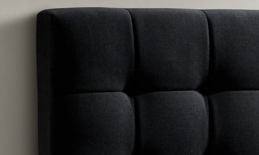 Lit-plateforme avec rangement et tissu capitonné profond - Noir