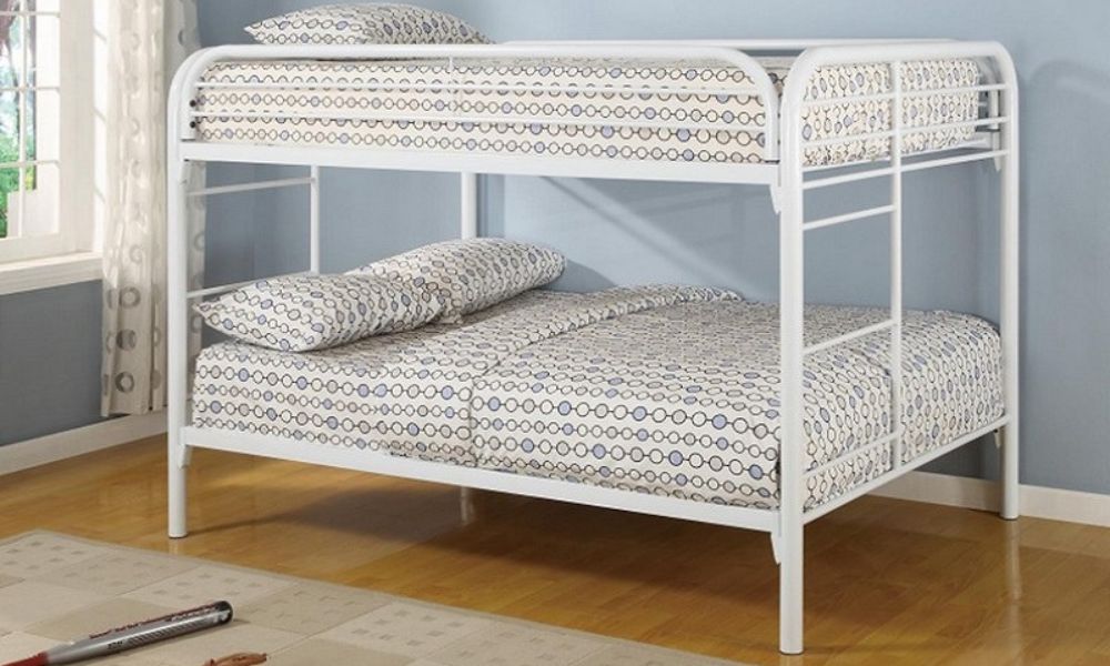 Letto a castello - Matrimoniale con struttura in metallo - Bianco | Nero | Grigio