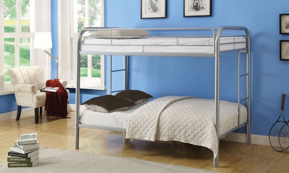 Letto a castello - Matrimoniale con struttura in metallo - Bianco | Nero | Grigio