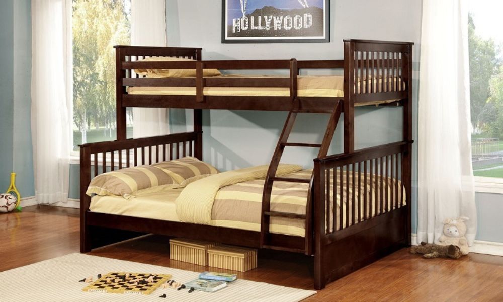 Letto a castello - Singolo sopra il matrimoniale in stile Mission con o senza cassetti in legno massello - Espresso
