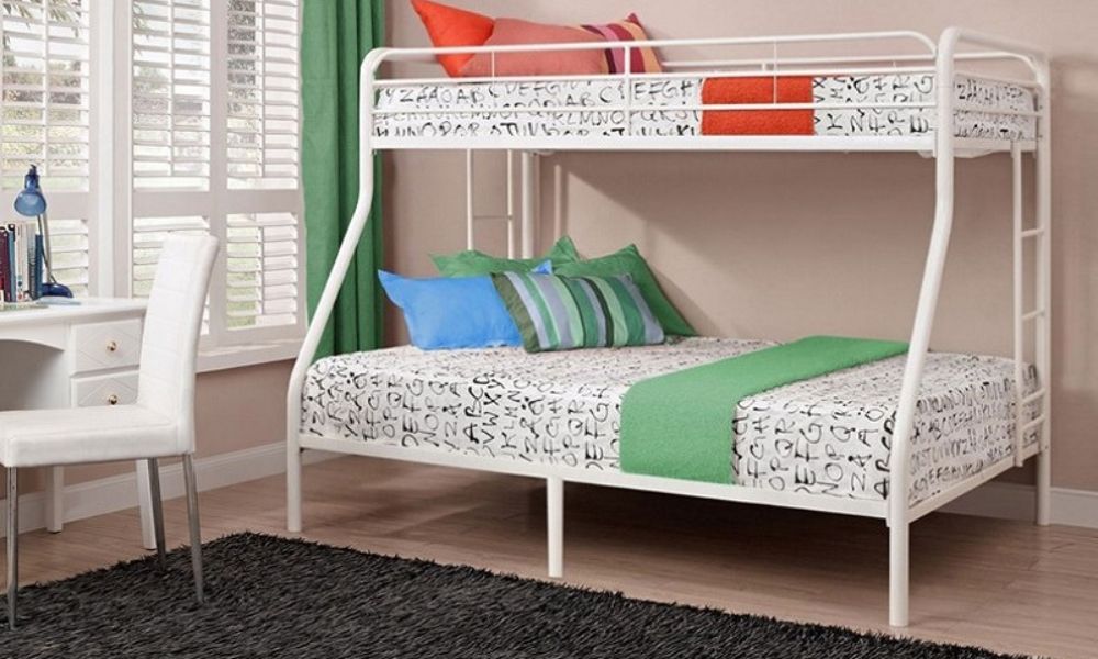 Letto a castello - Singolo sopra matrimoniale con struttura in metallo - Nero | Bianco | Grigio