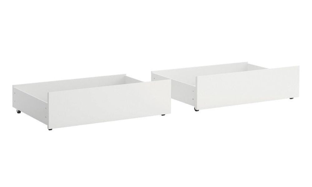 Letto a castello - Singolo su singolo con scala a sinistra e cassetti in legno massello - Bianco