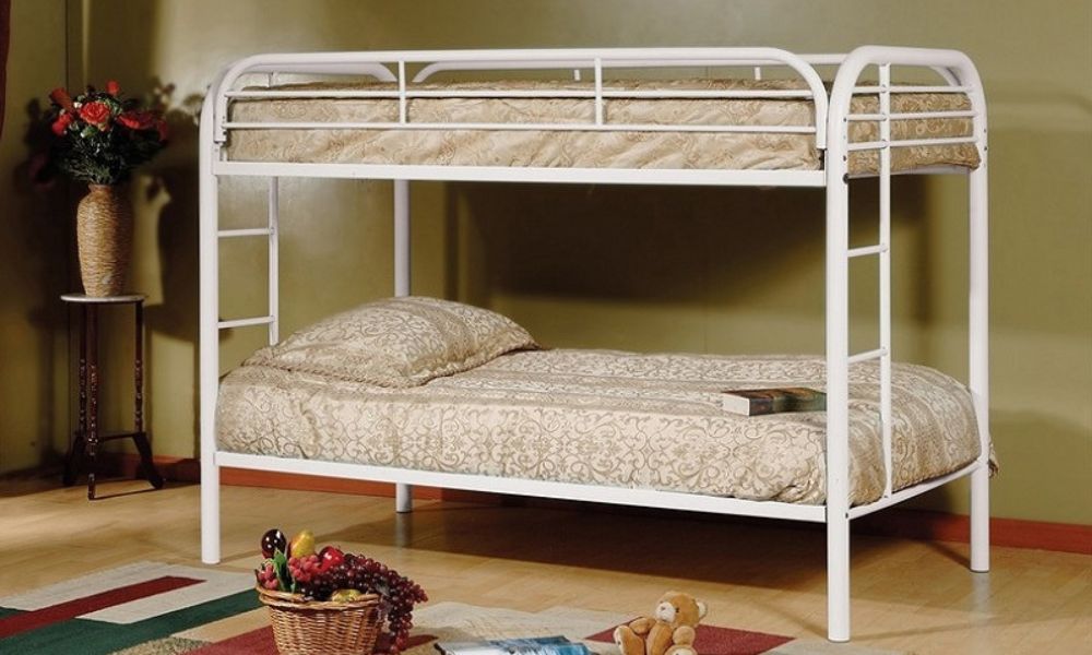 Letto a castello - Singolo su singolo con struttura in metallo - Nero | Bianco | Grigio