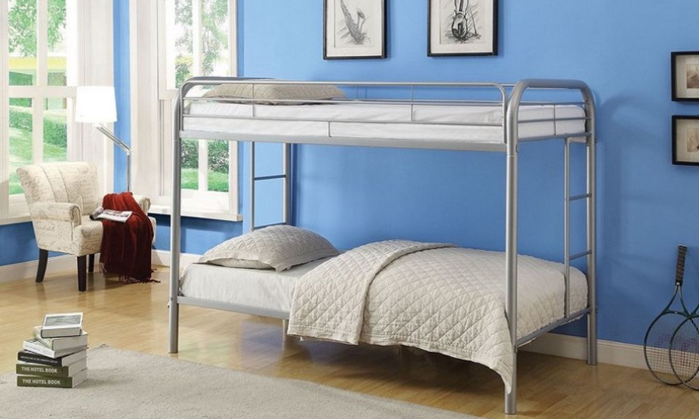 Letto a castello - Singolo su singolo con struttura in metallo - Nero | Bianco | Grigio