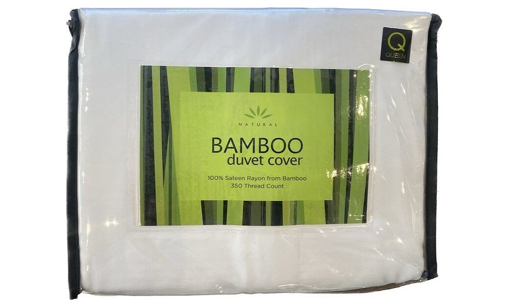 Fronde de bambou naturelle, housse de couette blanche - King