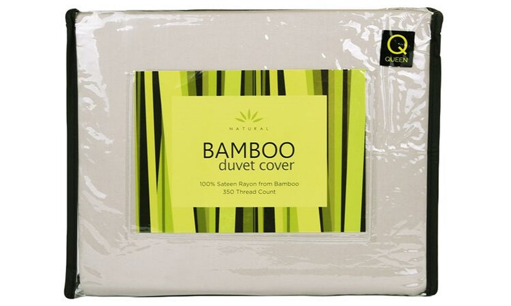 Fronce de couette en bambou naturel beige - Queen