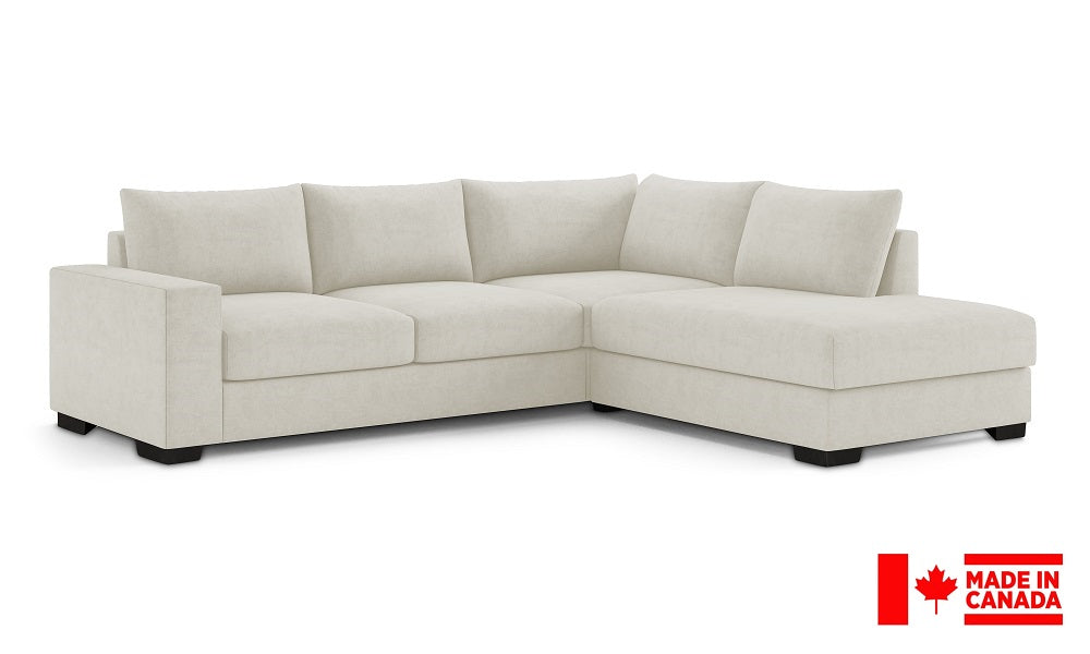 Canapé d'angle en tissu de luxe avec méridienne (Fabriqué au Canada)