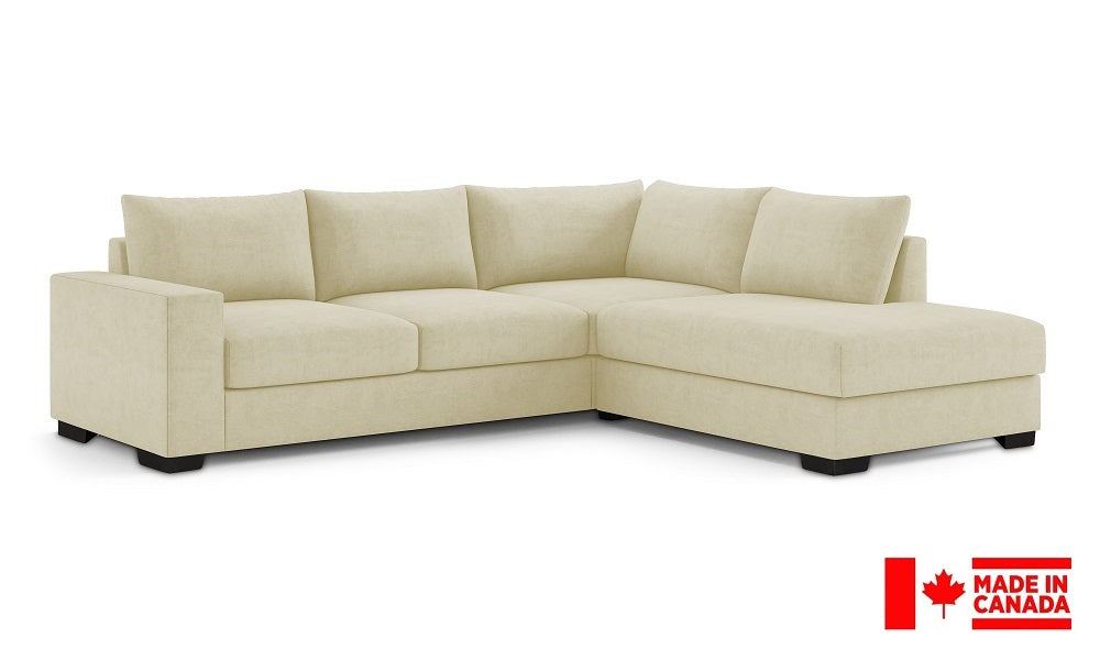 Canapé d'angle en tissu de luxe avec méridienne (Fabriqué au Canada)