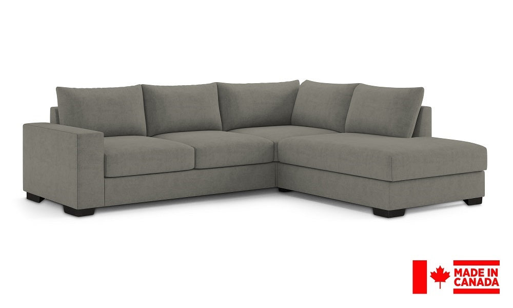 Canapé d'angle en tissu de luxe avec méridienne (Fabriqué au Canada)