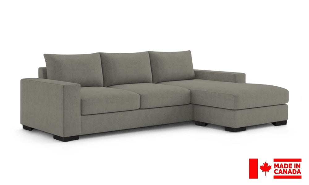 Canapé d'angle en tissu de luxe avec méridienne réversible (Fabriqué au Canada)