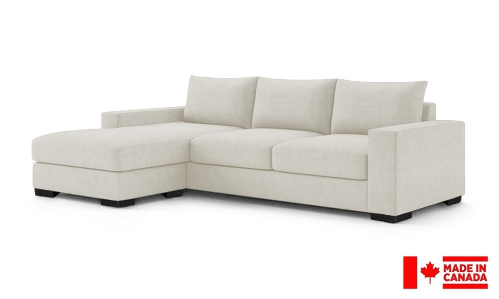 Canapé d'angle en tissu de luxe avec méridienne réversible (Fabriqué au Canada)