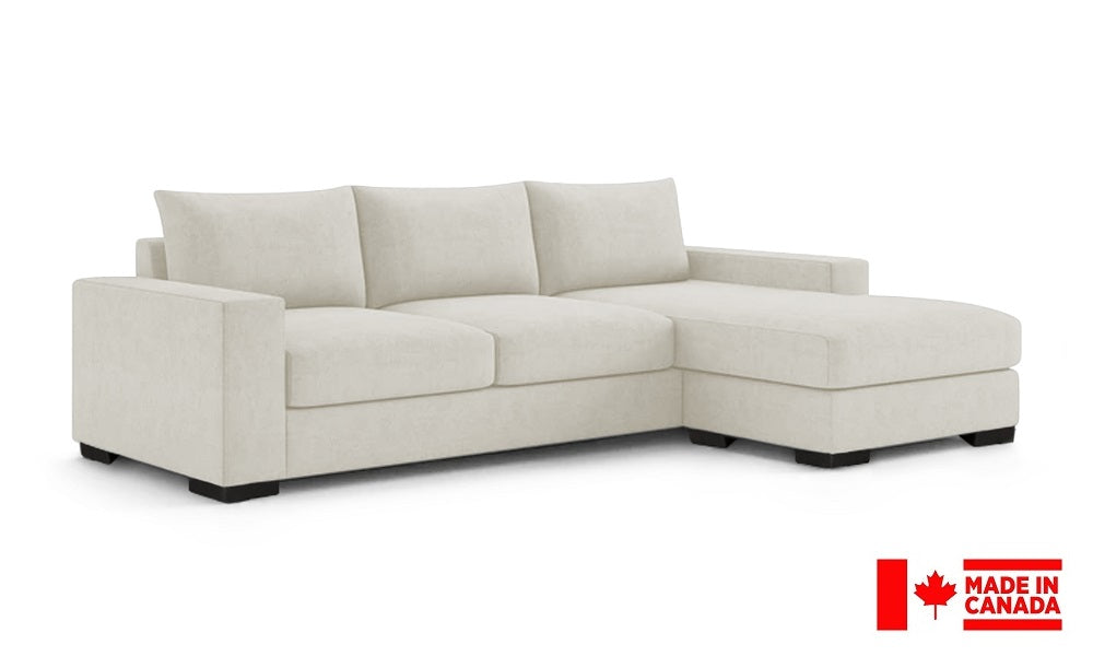 Canapé d'angle en tissu de luxe avec méridienne réversible (Fabriqué au Canada)