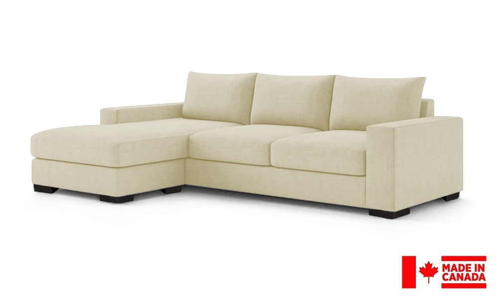 Canapé d'angle en tissu de luxe avec méridienne réversible (Fabriqué au Canada)