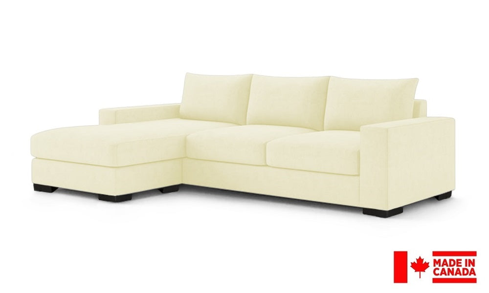 Canapé d'angle en tissu de luxe avec méridienne réversible (Fabriqué au Canada)