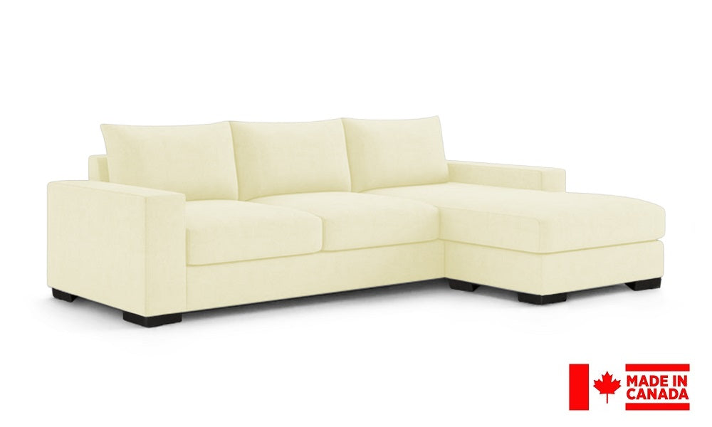 Canapé d'angle en tissu de luxe avec méridienne réversible (Fabriqué au Canada)