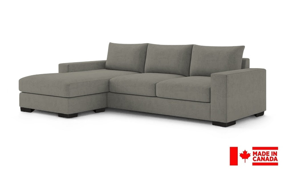 Canapé d'angle en tissu de luxe avec méridienne réversible (Fabriqué au Canada)