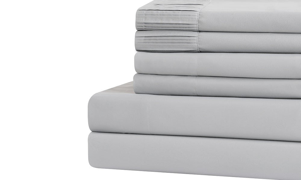 Live Well Ensemble de draps en bambou doux et écologique, 6 pièces - Gris clair