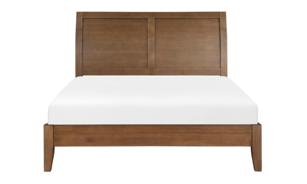 Solid Oak Wood Engineered and Veneer Bedroom Set - Light Brown - Queen Bed