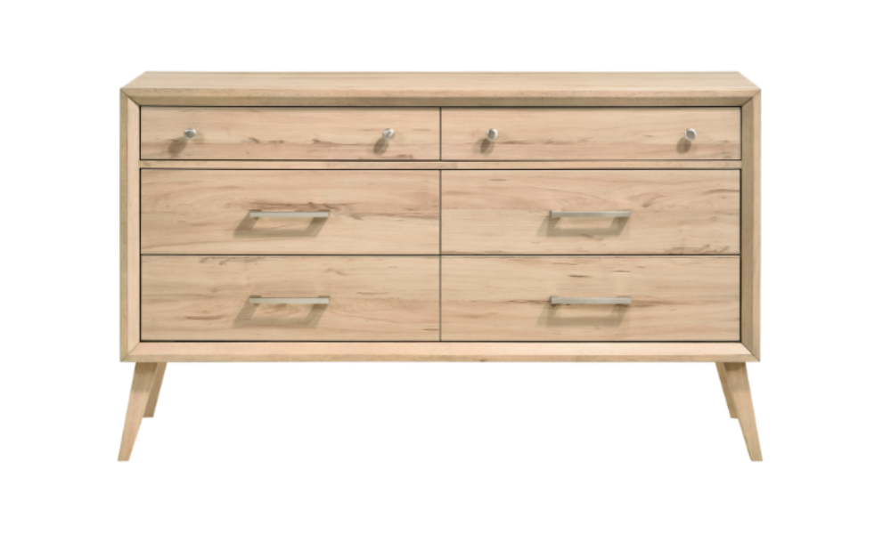 Solid Oak Wood Engineered and Veneer Bedroom Set - Natural oak - 6 Drawer Chest