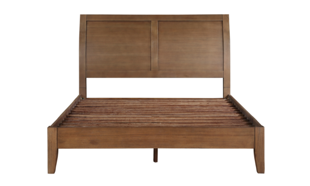 Solid Oak Wood Engineered and Veneer Bedroom Set - Queen Bed