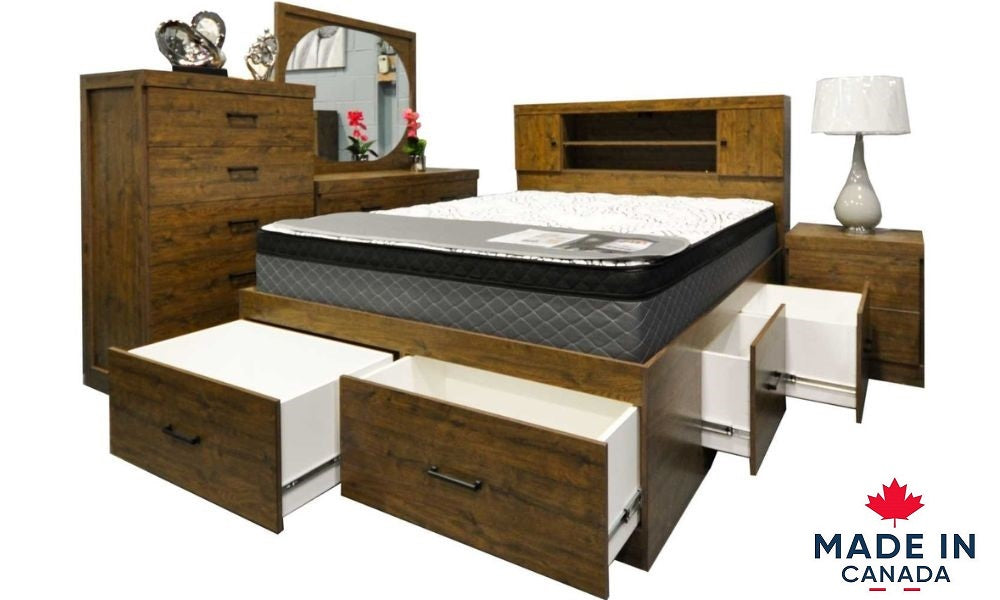 Solid Wood Bedroom Set - Frontier Double 6 Drawer Storage Bed