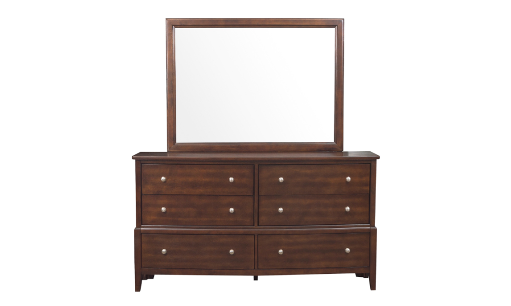 Solid Wood Engineered and Birch Veneer Bedroom Set - Dark Cherry - 6 Drawer Dresser