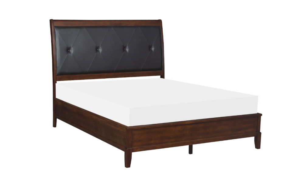 Solid Wood Engineered and Birch Veneer Bedroom Set - Dark Cherry - King Bed