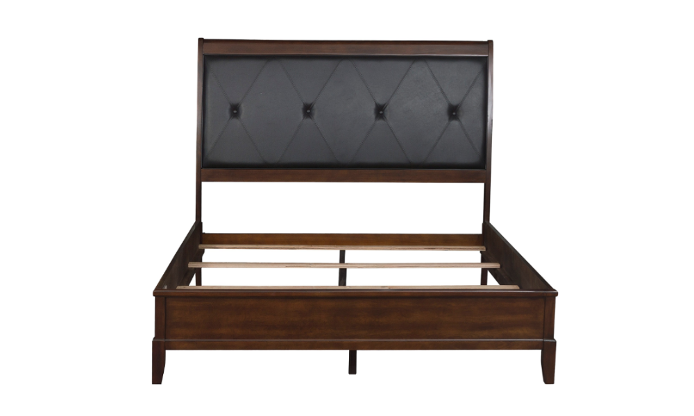 Solid Wood Engineered and Birch Veneer Bedroom Set - Dark Cherry - Queen Bed