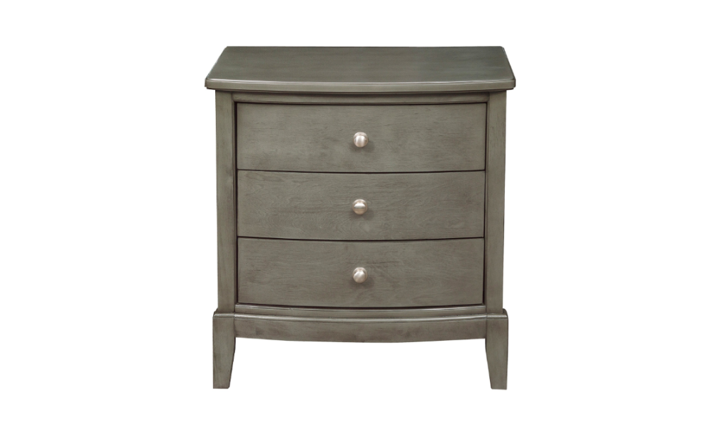 Solid Wood Engineered and Birch Veneer Bedroom Set - Gray - 3 Drawer Night Table