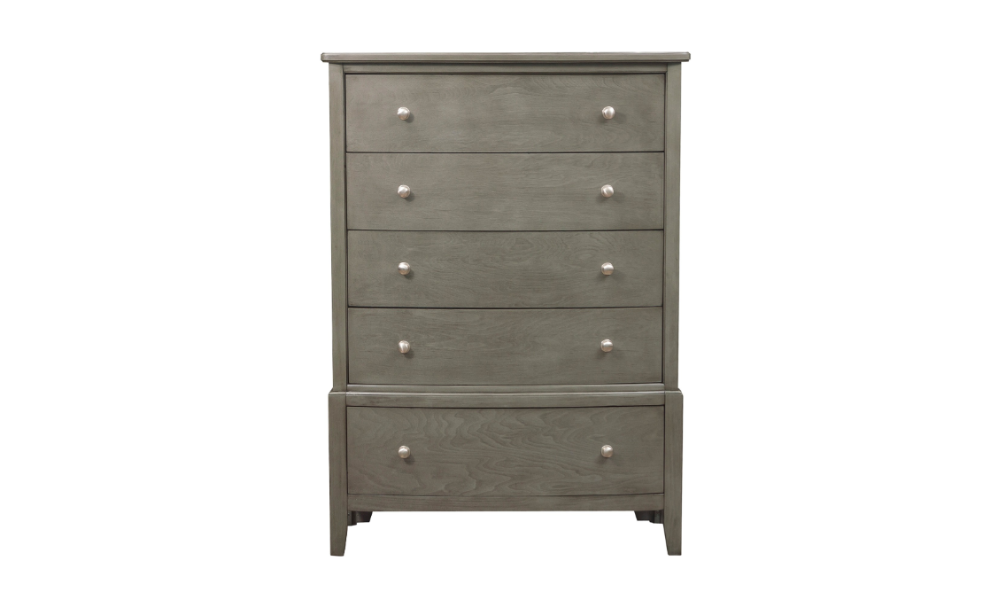 Solid Wood Engineered and Birch Veneer Bedroom Set - Gray - 5 Drawer Chest