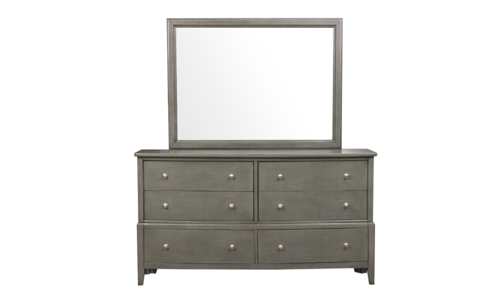 Solid Wood Engineered and Birch Veneer Bedroom Set - Gray - 6 Drawer Dresser
