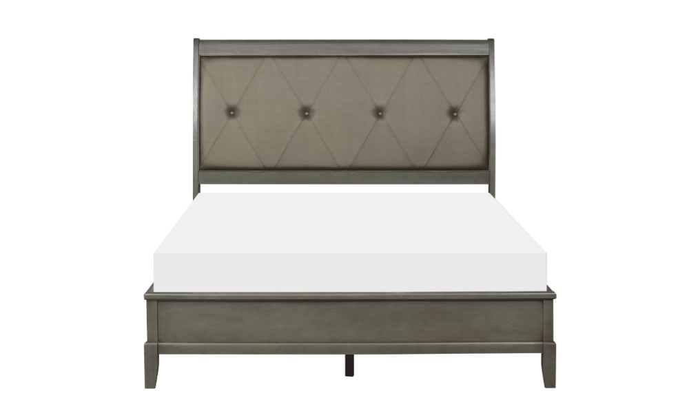 Solid Wood Engineered and Birch Veneer Bedroom Set - Gray - King Bed