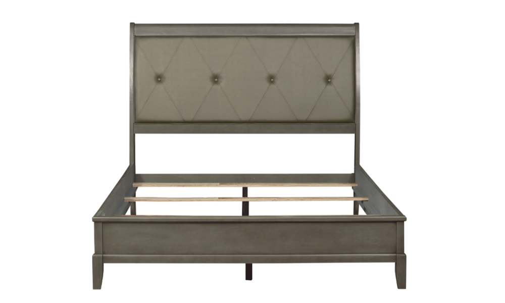 Solid Wood Engineered and Birch Veneer Bedroom Set - Gray - Queen Bed