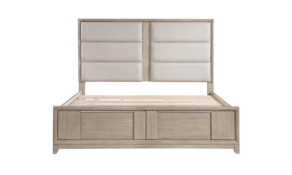 Solid Wood Engineered and Birch Veneer Bedroom Set - Light Gray - King Bed