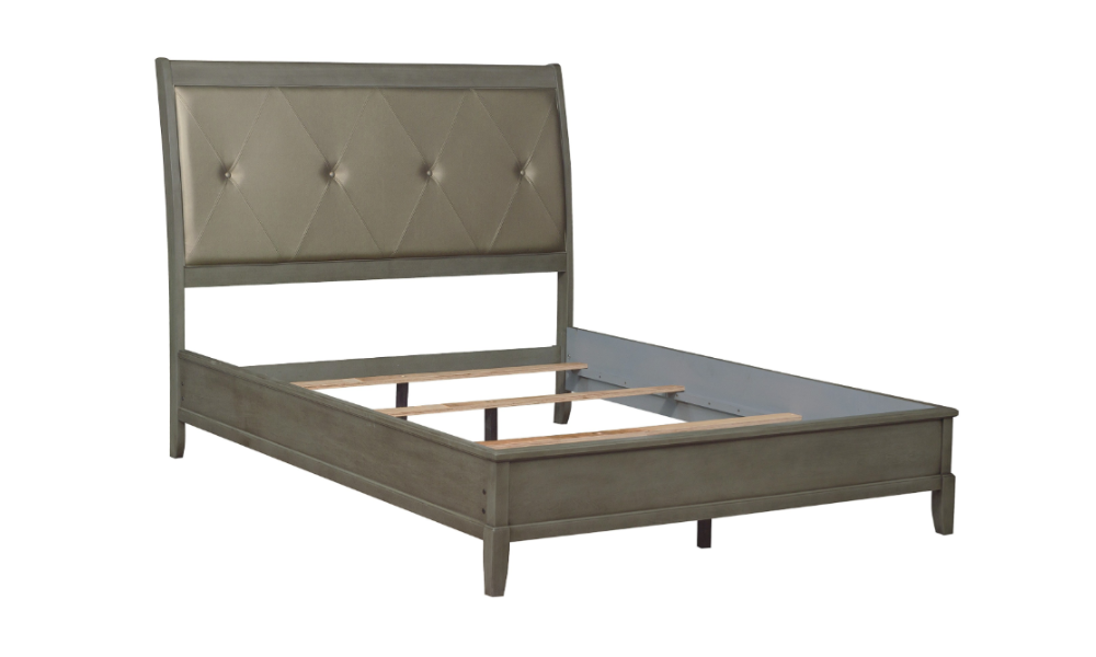 Solid Wood Engineered and Birch Veneer Bedroom Set - Gray