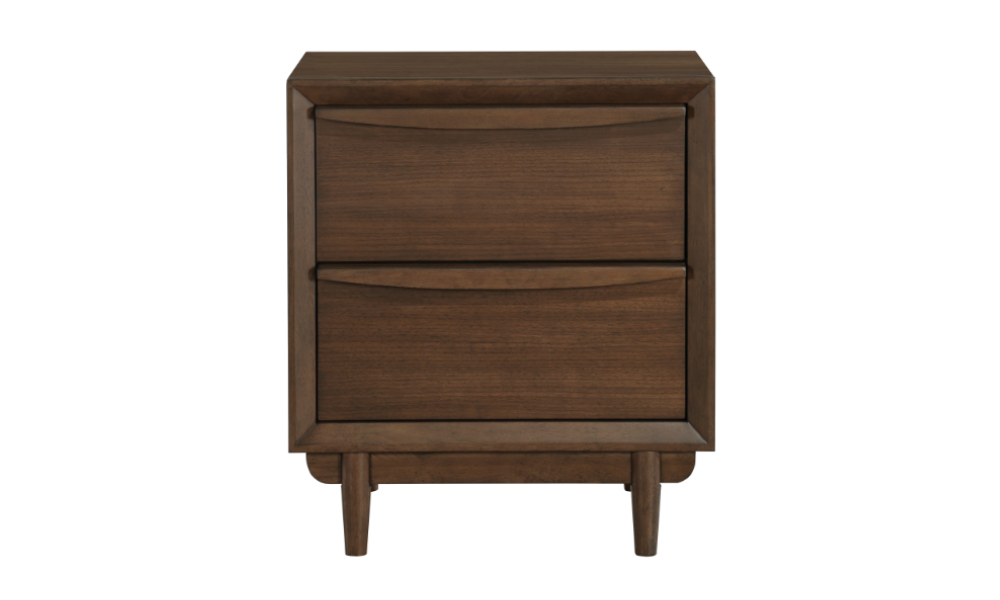 Solid Wood Engineered and Veneer Bedroom Set - Walnut Veneer - 2 Drawer Night Table
