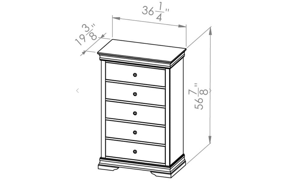Solid Wood Maple Bedroom Furniture Set - 5 Drawer Chest